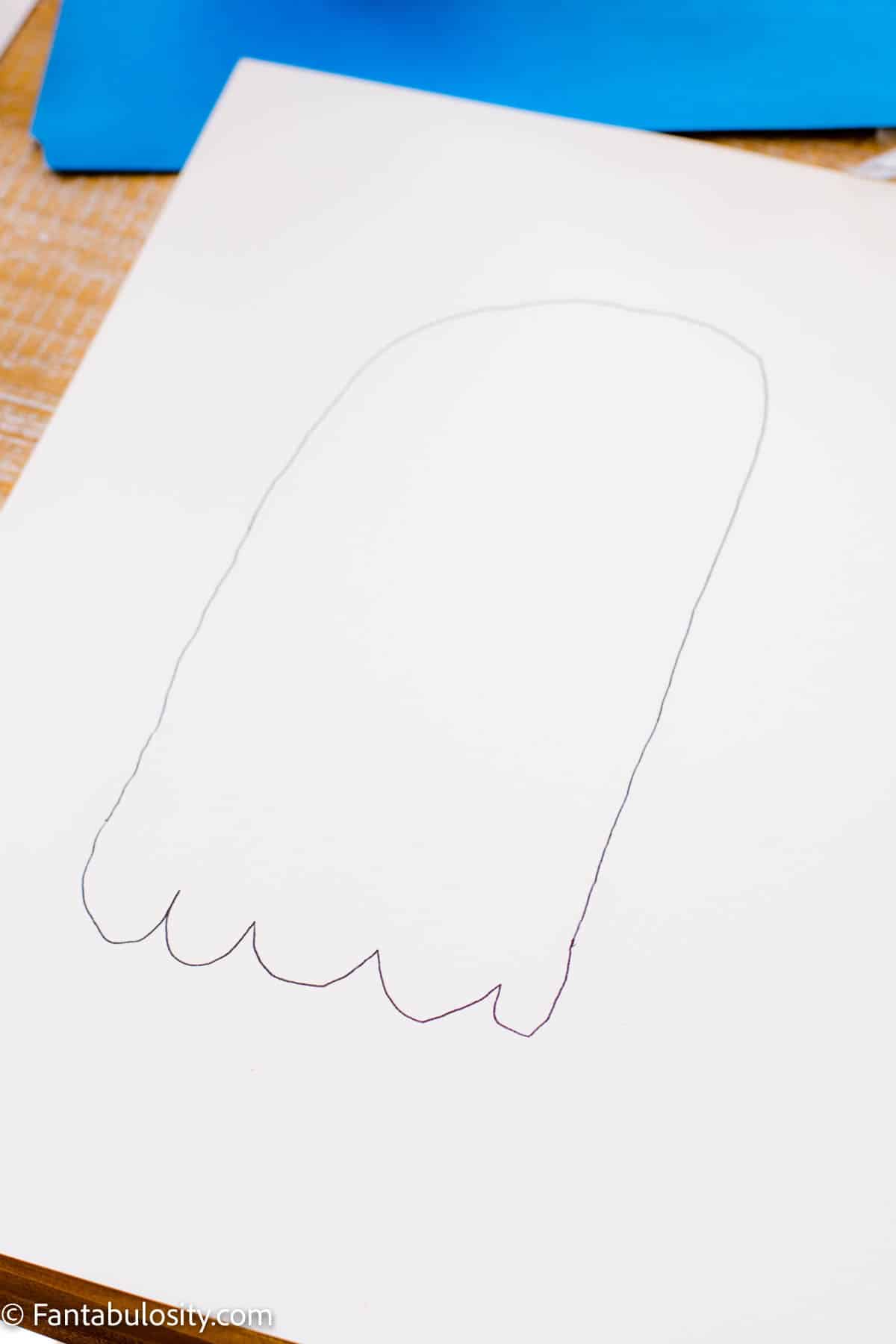 Ghost template on white cardstock