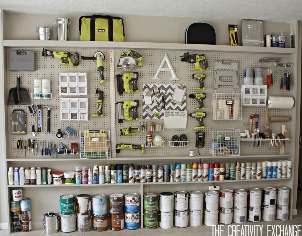 Garage Organization Ideas, Peg Board and Tools https://fantabulosity.com