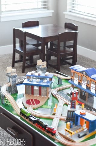 Train Table Playroom design and decor ideas, Part 5 of Home Tour https://fantabulosity.com
