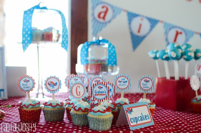 Airplane First Birthday Party Ideas Cupcake Toppers