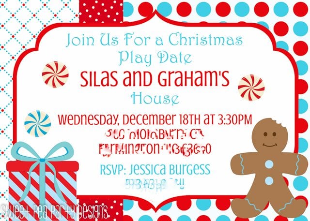 Christmas Play Date Snowmen Invitations for party