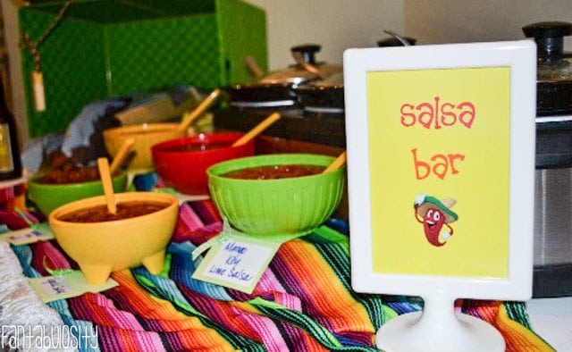 salsa bar at a fiesta