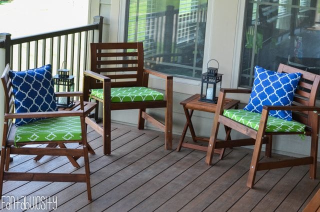 Patio deck decor home tour.Home Tour Part 8- The Patio-Deck Sitting area Blue and Green