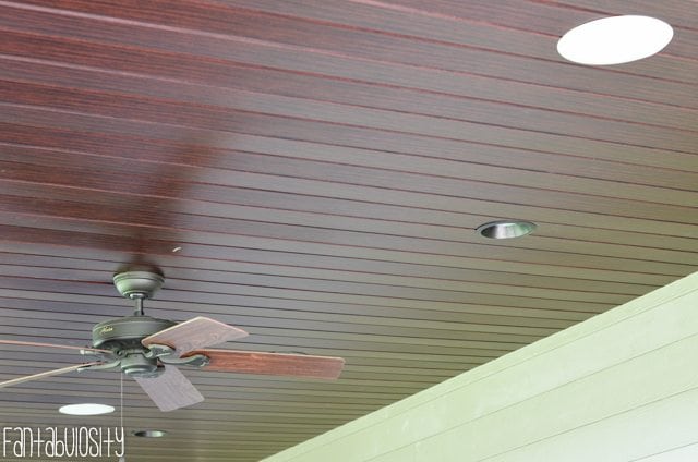 Patio deck decor home tour.Home Tour Part 8- The Patio-Deck tongue and groove soffit with speakers for outdoor music