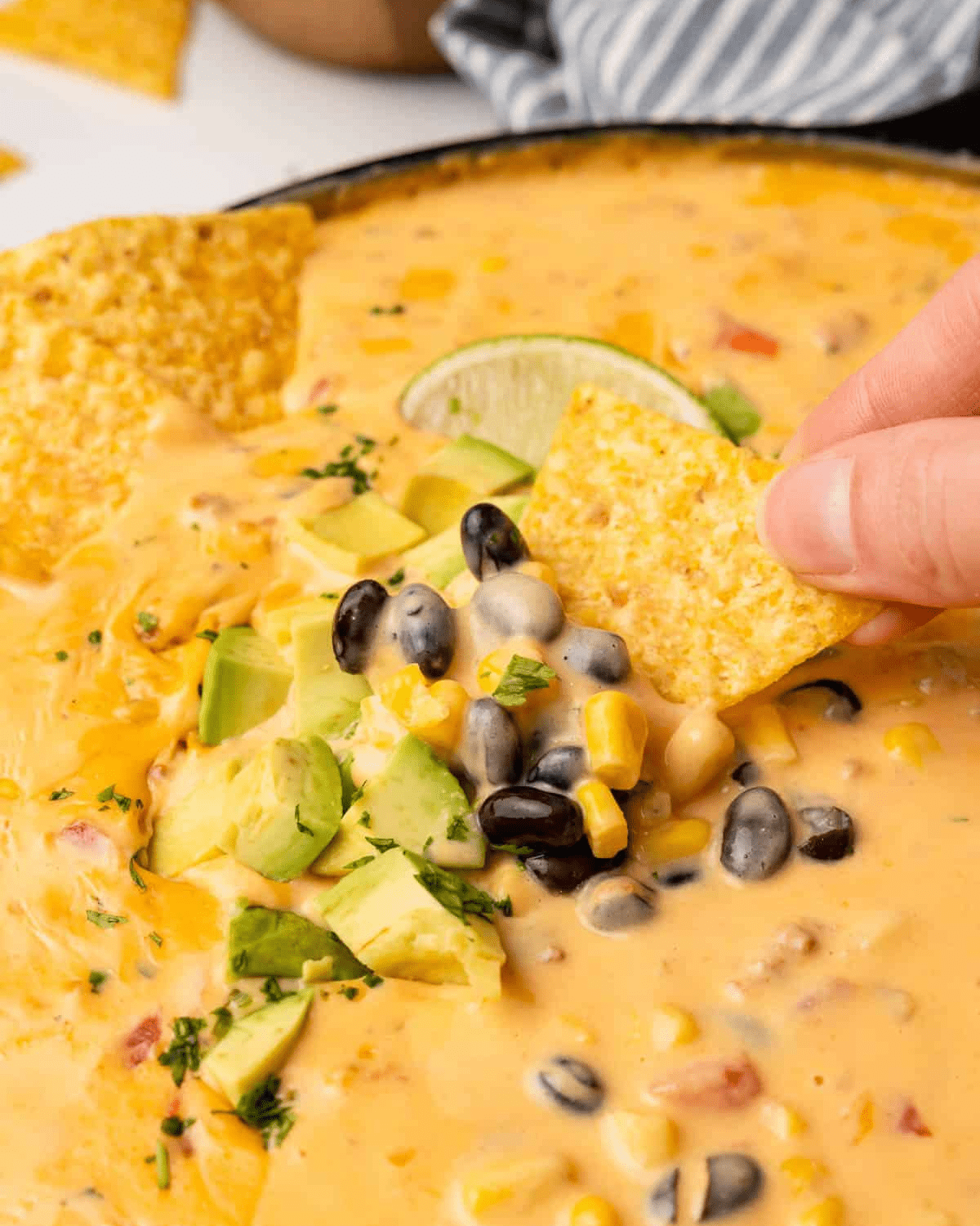 Cowboy queso dip with chips