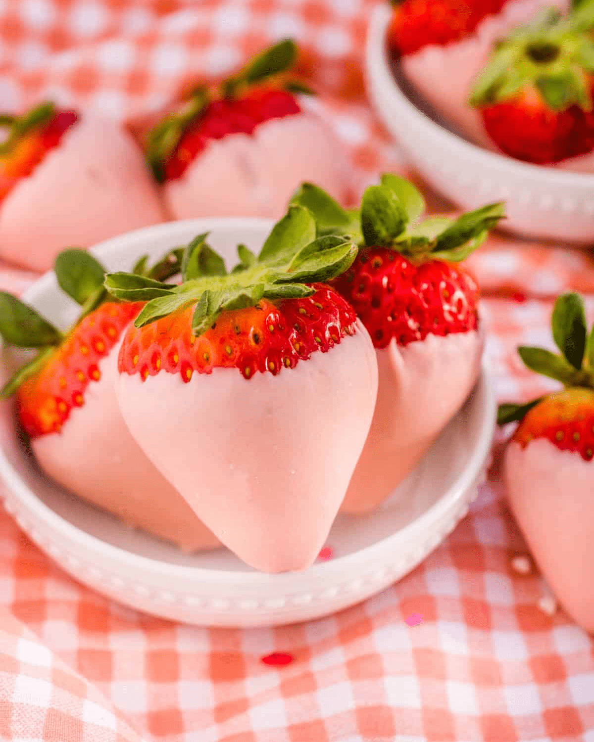 pink chocolate coated strawberries