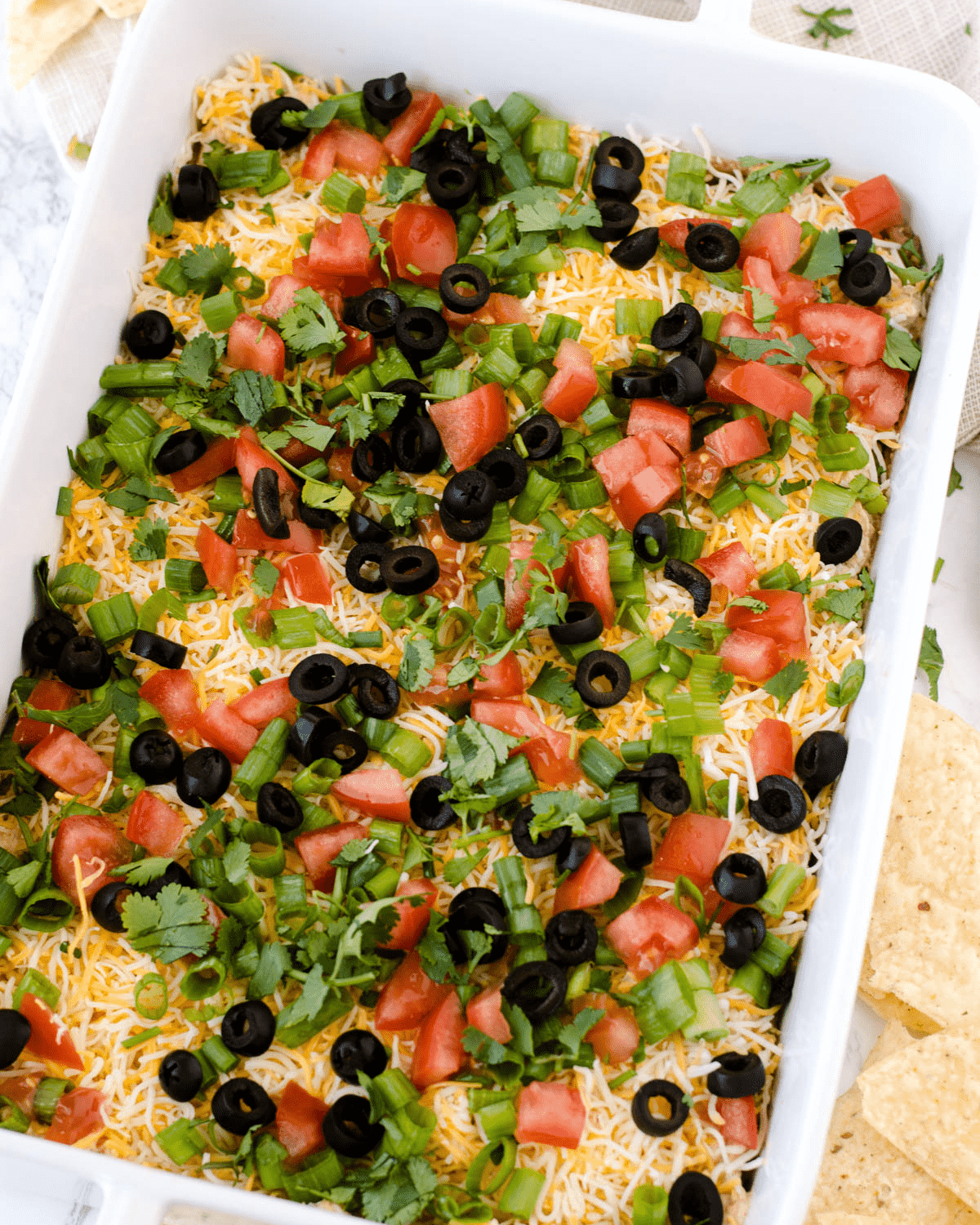 Taco dip in a baking dish