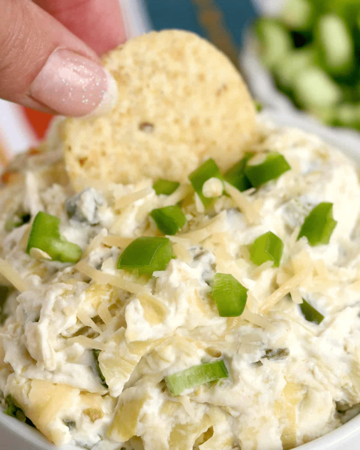 Jalapeno artichoke dip with chips