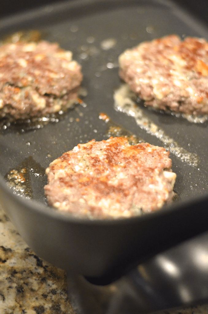 Blue Cheese Burgers on a pretzel bun recipe https://fantabulosity.com