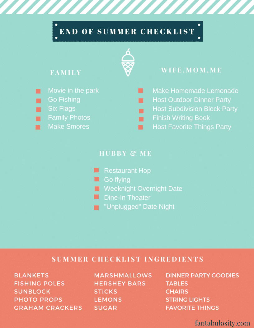 End of Summer checklist! https://fantabulosity.com