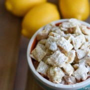 White Chocolate Lemon Puppy Chow Recipe! My mouth is WATERING! https://fantabulosity.com