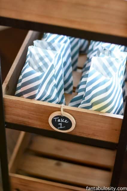Easy Party Favors - Playing cards & Playdough in wooden rolling cart