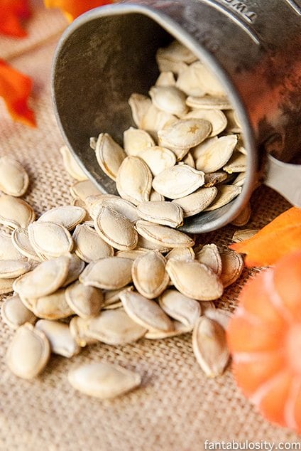 Sweet or Salty Pumpkin Seed Recipe. Roasting Pumpkin Seeds can be a fun activity for the kids too! https://fantabulosity.com