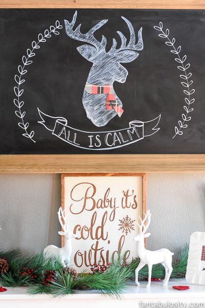 Christmas Chalkboard Art Idea - Deer All Is Calm, Holiday