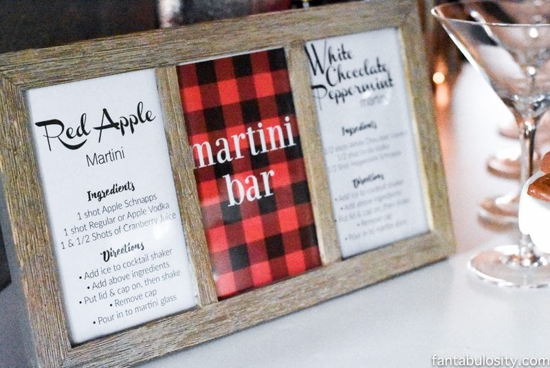Martini Bar Ideas fantabulosity.com Red apple martini and White Chocolate Peppermint Martini