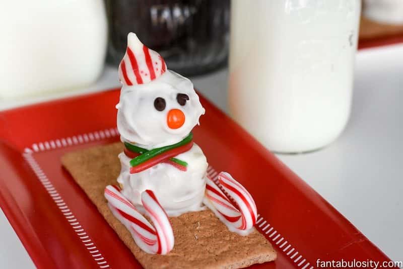 Milk and Cookies Party Play Date Ideas. Snowman Nutter Butter Truffle