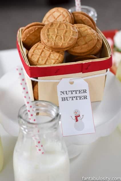 Milk and Cookies Party Play Date Ideas. Snowman Nutter Butter Truffle