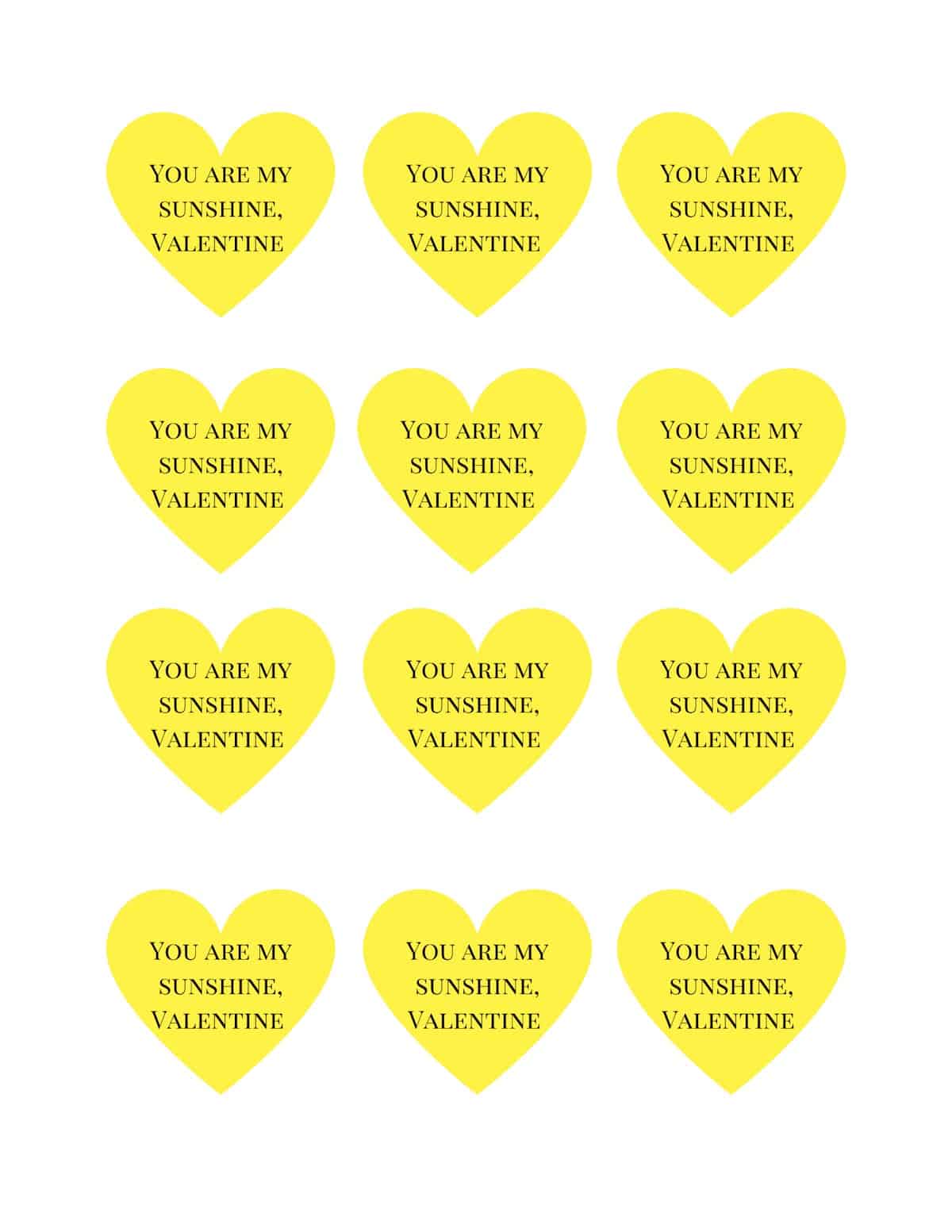 yellow hearts printable