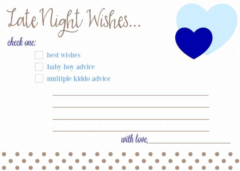 Late Night Wishes Baby Advice Cards for Baby Shower Free Download Printable Boy, Girl fantabulosity.com