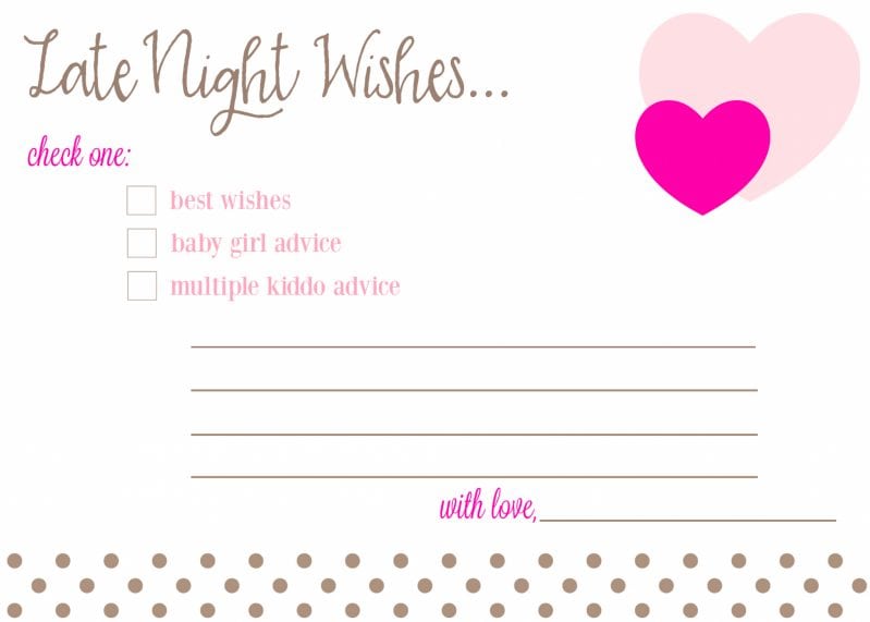 Late Night Wishes Baby Advice Cards for Baby Shower Free Download Printable Boy, Girl fantabulosity.com
