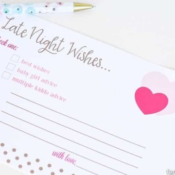Late Night Wishes Baby Advice Cards for Baby Shower Free Download Printable Boy, Girl fantabulosity.com