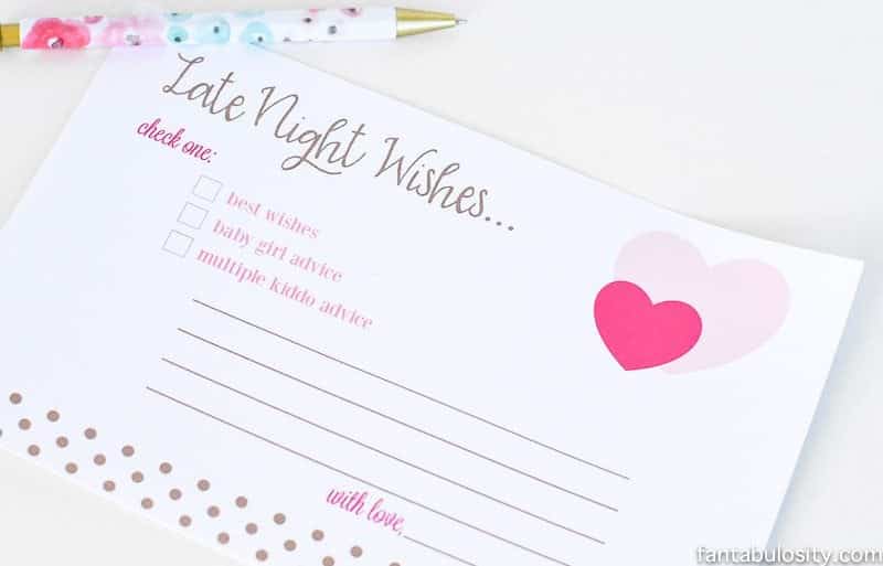 Late Night Wishes Baby Advice Cards for Baby Shower Free Download Printable Boy, Girl fantabulosity.com