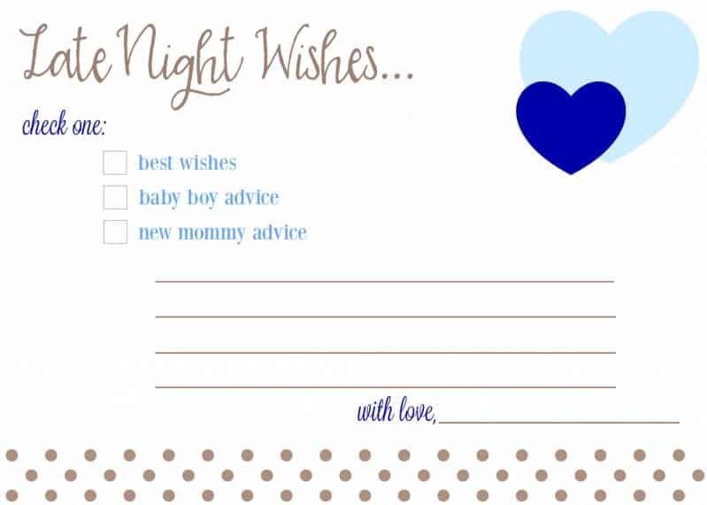 Late Night Wishes Baby Advice Cards for Baby Shower Free Download Printable Boy, Girl fantabulosity.com