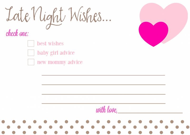 Late Night Wishes Baby Advice Cards for Baby Shower Free Download Printable Boy, Girl fantabulosity.com