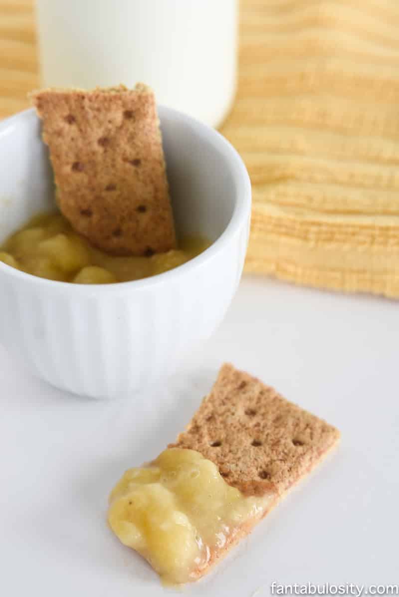 Graham Crackers dipped in Bananas & Honey! Yum! Healthy Snack Recipe Ideas for Toddlers