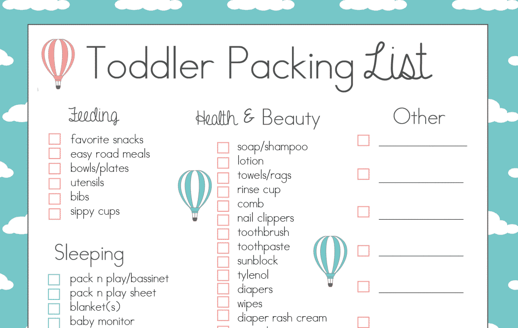 free toddler travel packing list