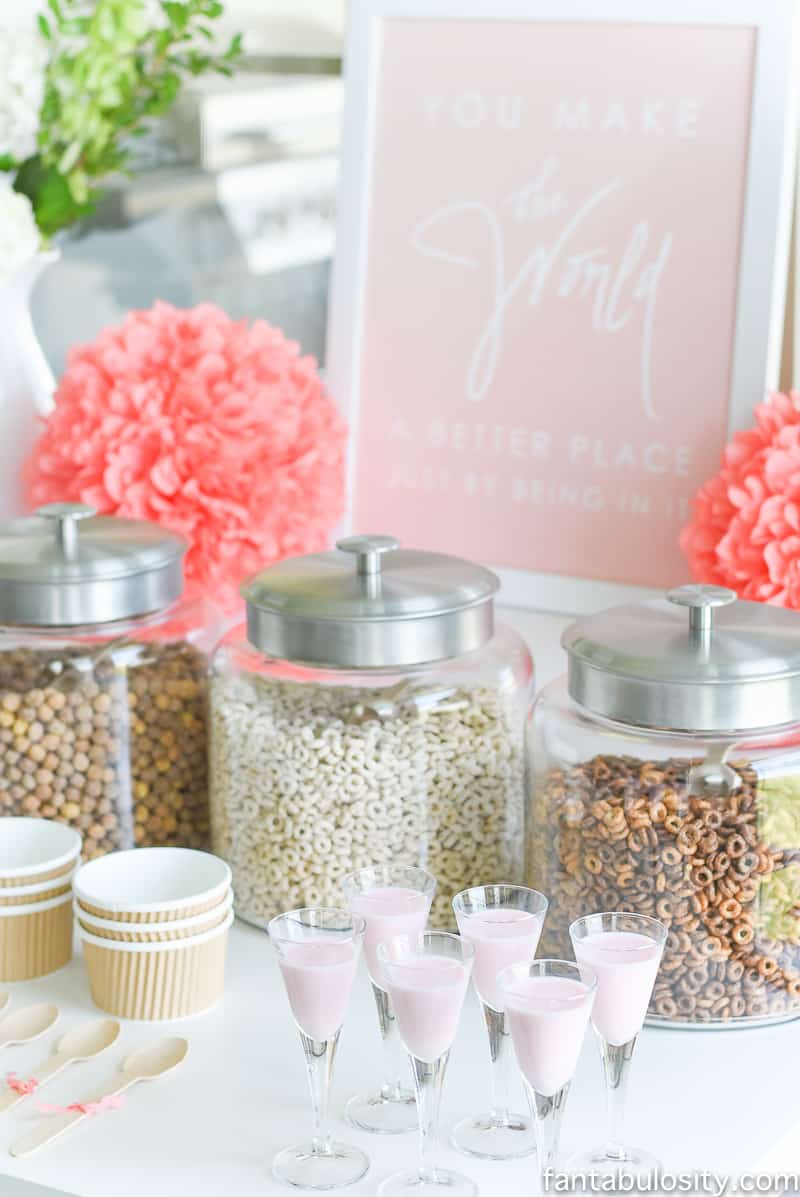 Cereal Bar Ideas: Brunch shower, bridal shower, mother's day, baby shower breakfast party