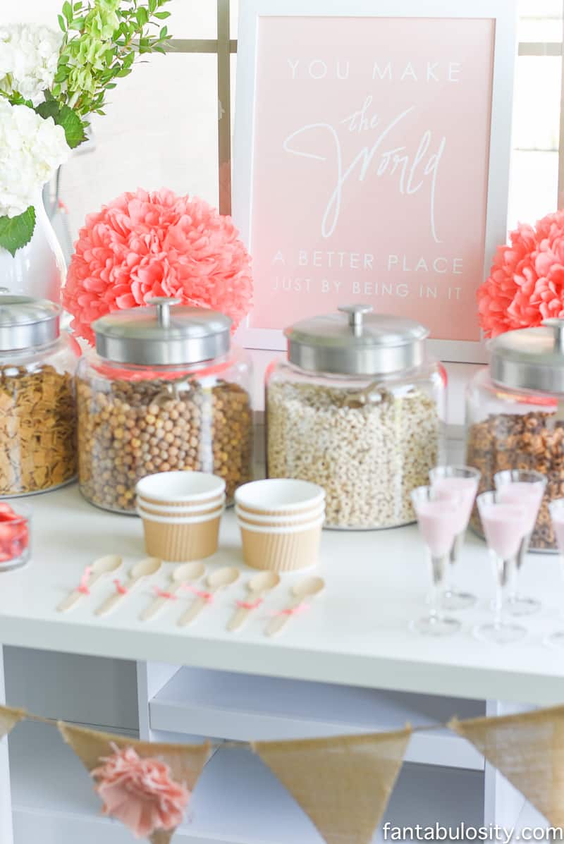 Cereal Bar Ideas: Brunch shower, bridal shower, mother's day, baby shower breakfast party