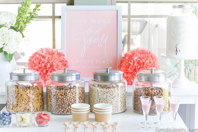 Cereal Bar Ideas: Brunch shower, bridal shower, mother's day, baby shower breakfast