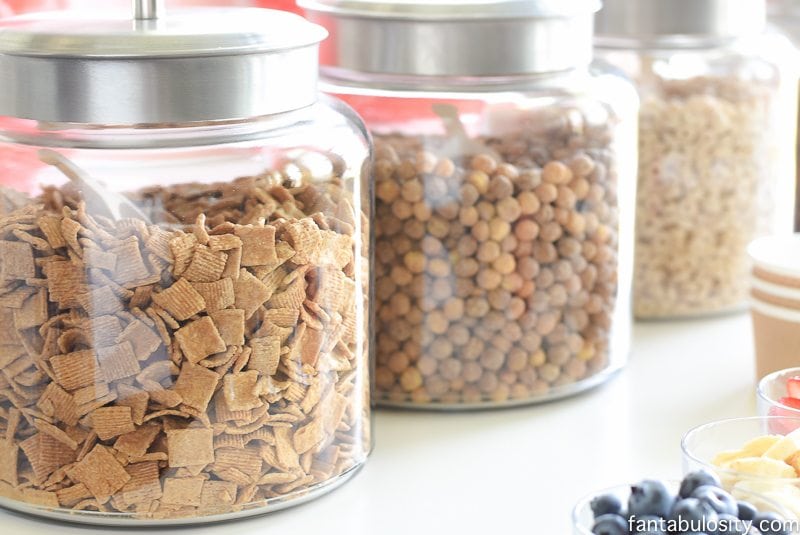 Cereal Bar Ideas: Brunch shower, bridal shower, mother's day, baby shower breakfast party