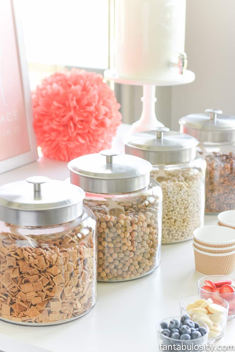 Cereal Bar Ideas: Brunch shower, bridal shower, mother's day, baby shower breakfast party