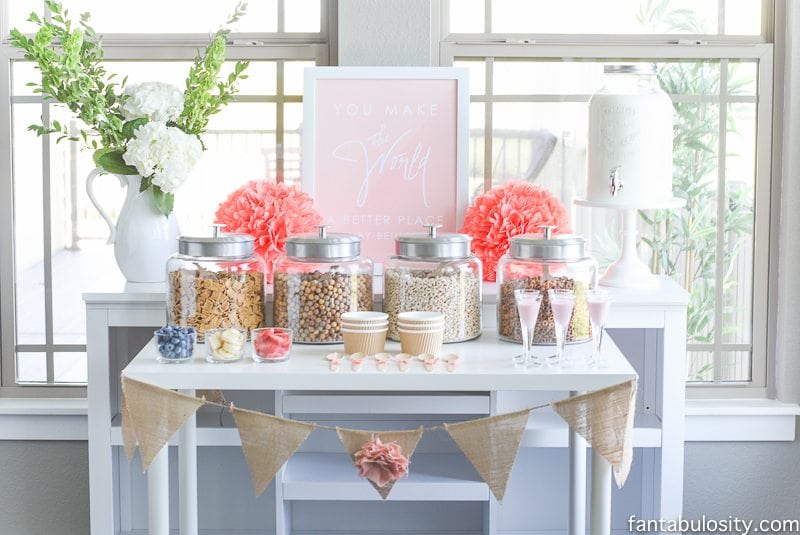 Cereal Bar Ideas: Brunch shower, bridal shower, mother's day, baby shower breakfast