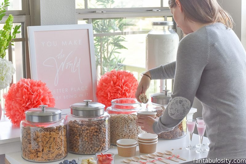 Cereal Bar Ideas: Brunch shower, bridal shower, mother's day, baby shower breakfast party