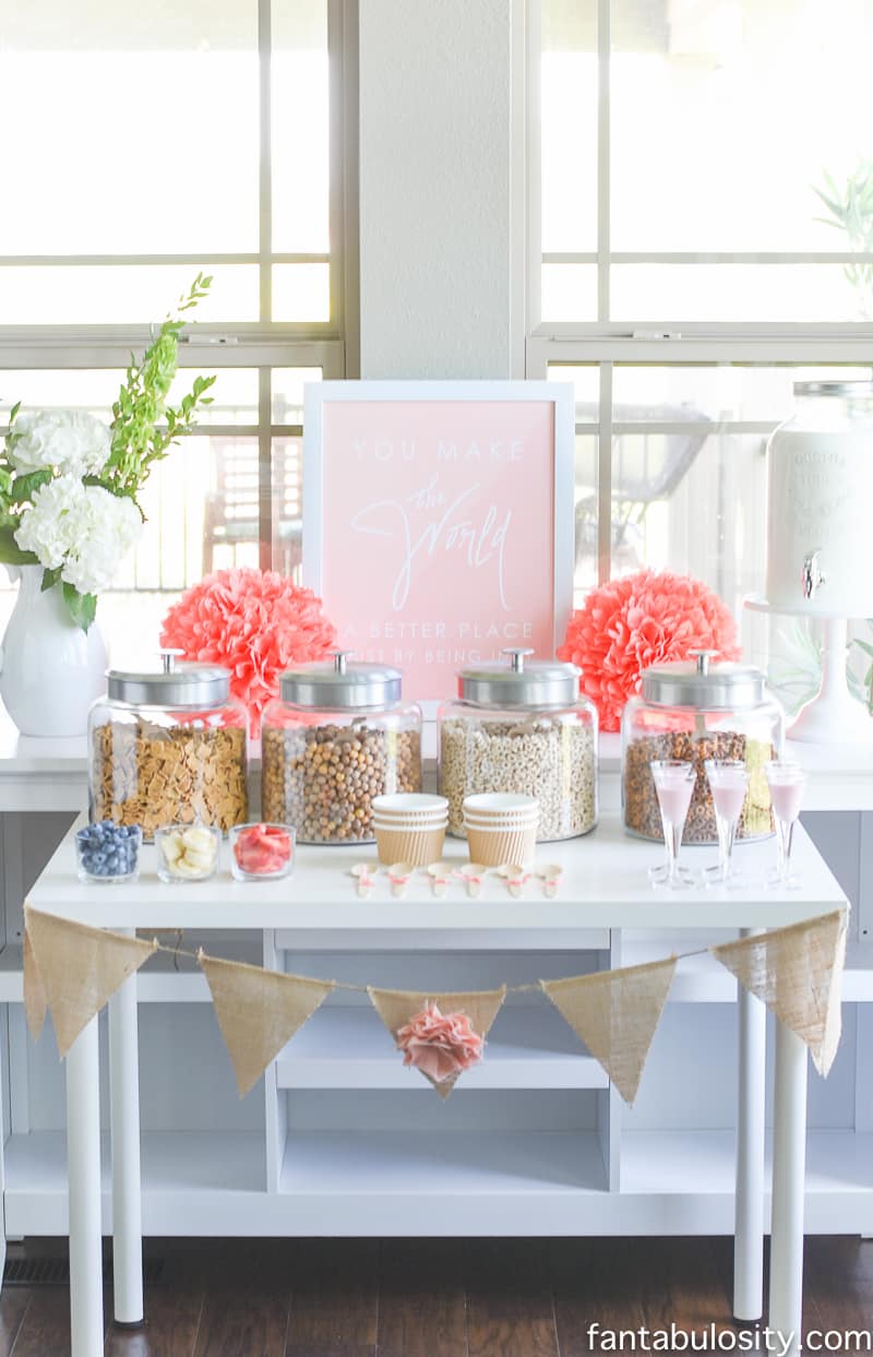 Cereal Bar Ideas: Brunch shower, bridal shower, mother's day, baby shower breakfast party