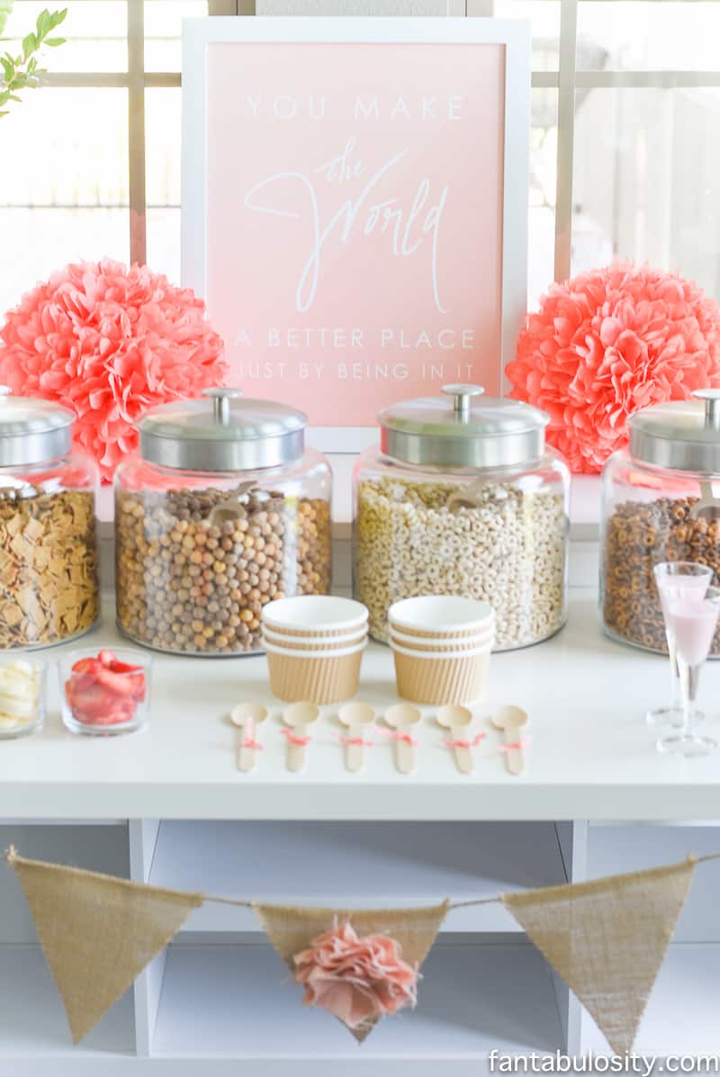 Cereal Bar Ideas: Brunch shower, bridal shower, mother's day, baby shower breakfast party