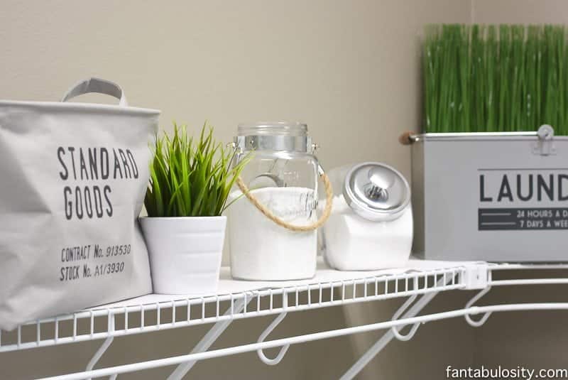 DIY Laundry Room Shelving - Get this farmhouse look