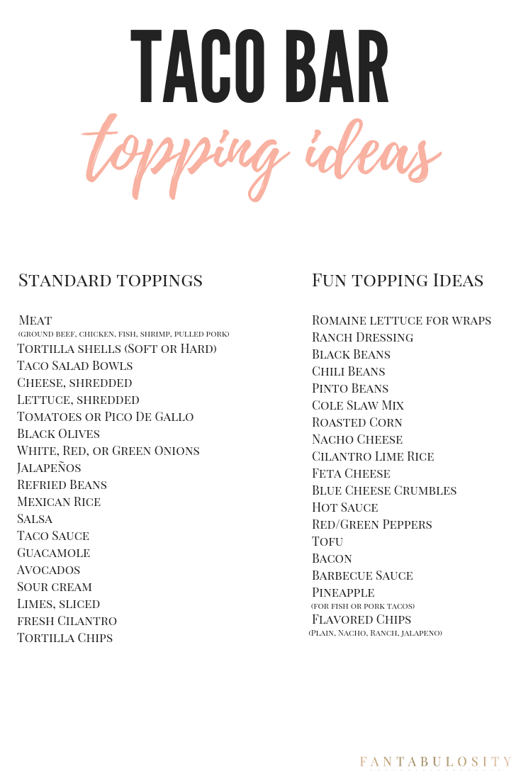 Simple Taco Bar Toppings Ideas Printable List Perfect For Any Party   Taco Bar Topping Ideas 1 