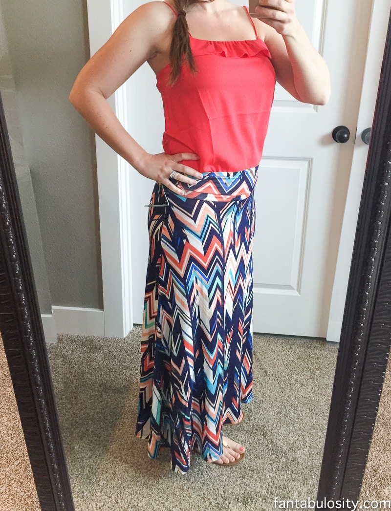 Jordie Abstract Chevron Print Maxi Skirt Stitch Fix Reviews May 2016 2nd Try-On Video