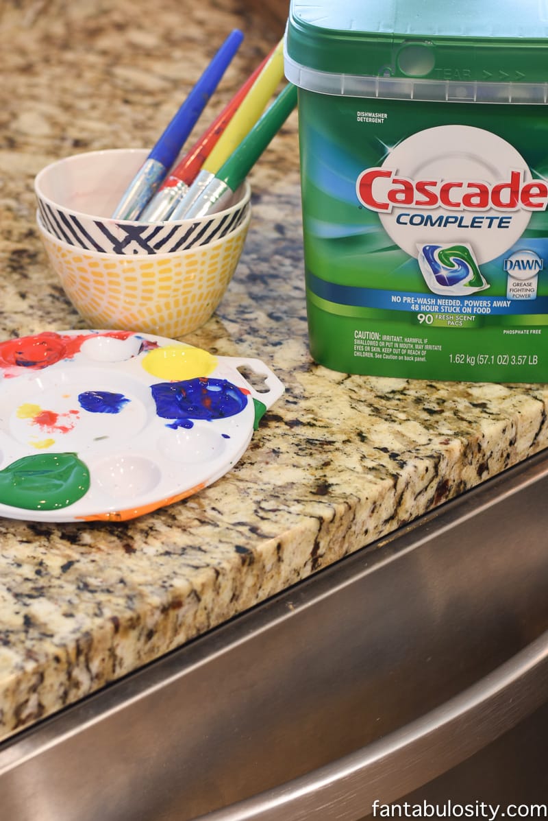 Put paint supplies in dishwasher