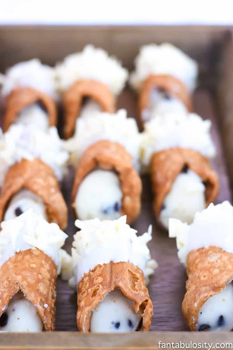 Mini cannoli's for party dessert table: sweets cocktail party for "Favorite Things Party" 