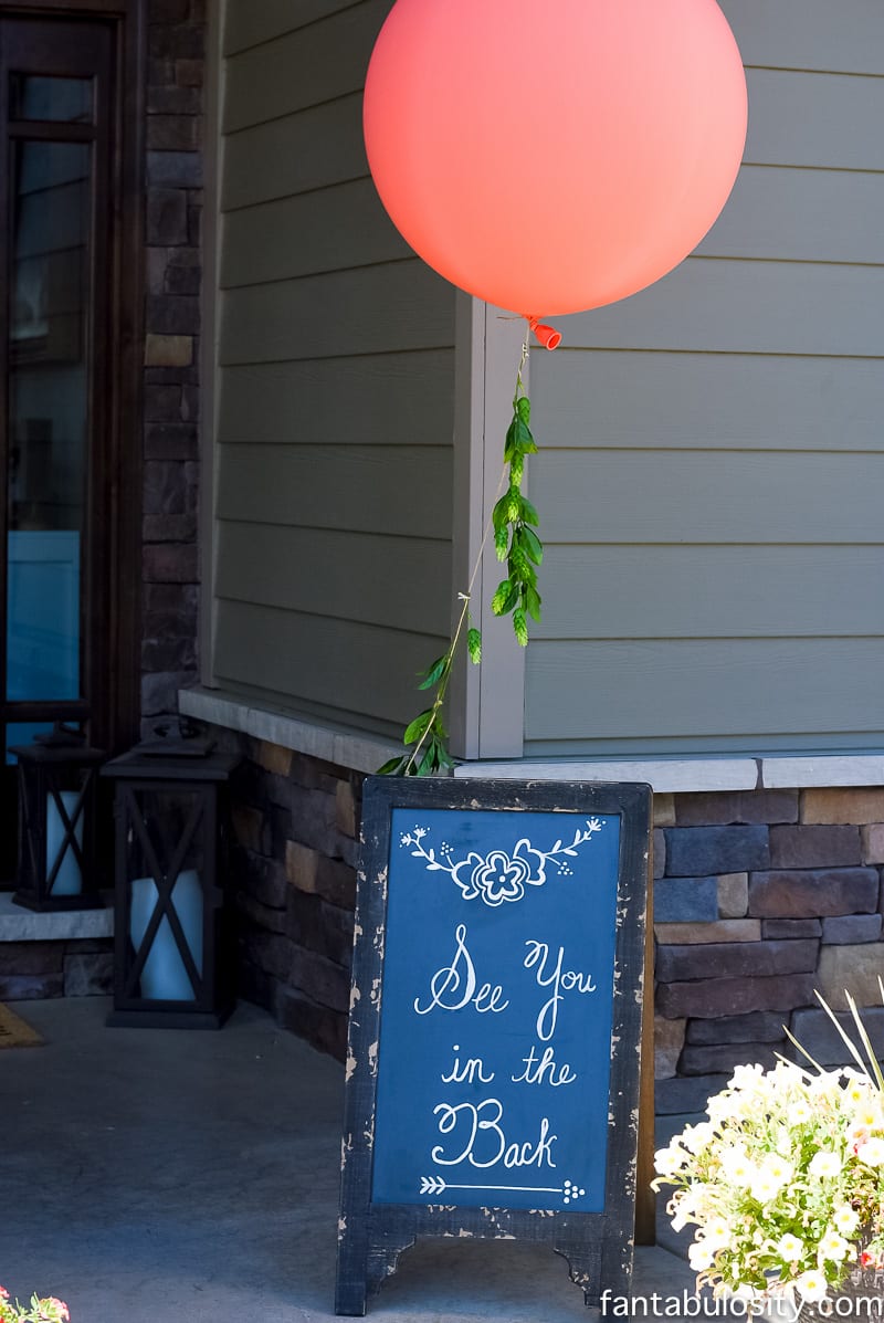 Favorite Things Party Welcome Sign Chalkboard Back yard party sign "See you around Back!"