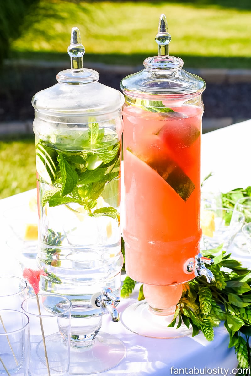 Non Alcoholic Drink Ideas for outdoor party in batches, with garnishes