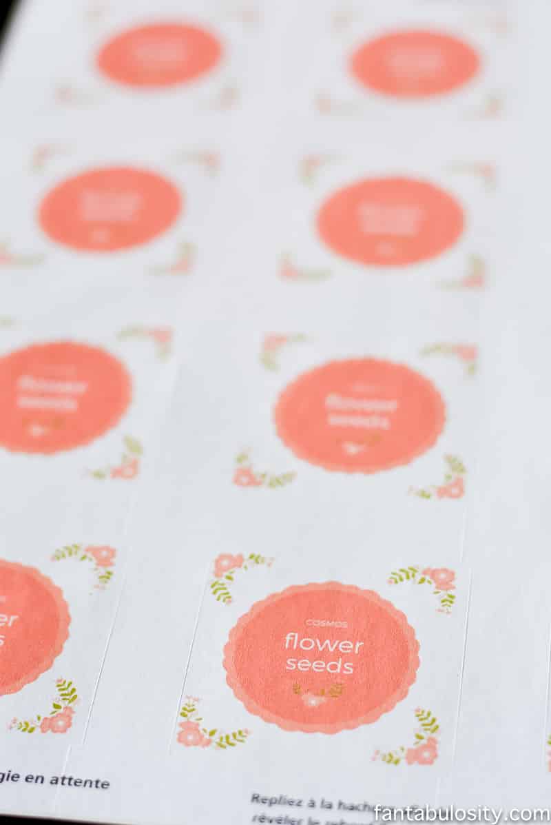 Flower Seed Party Favor Labels