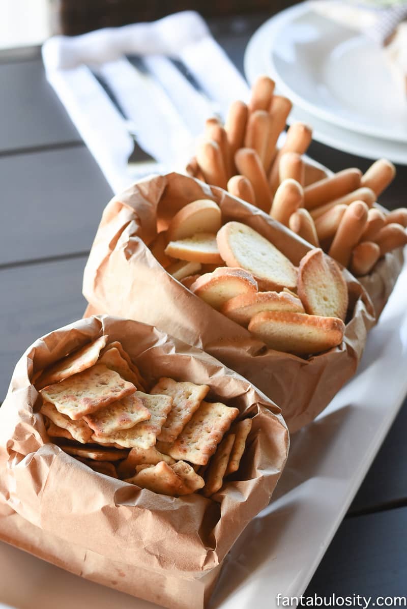 Bread Crackers Toasts for wine dinner party