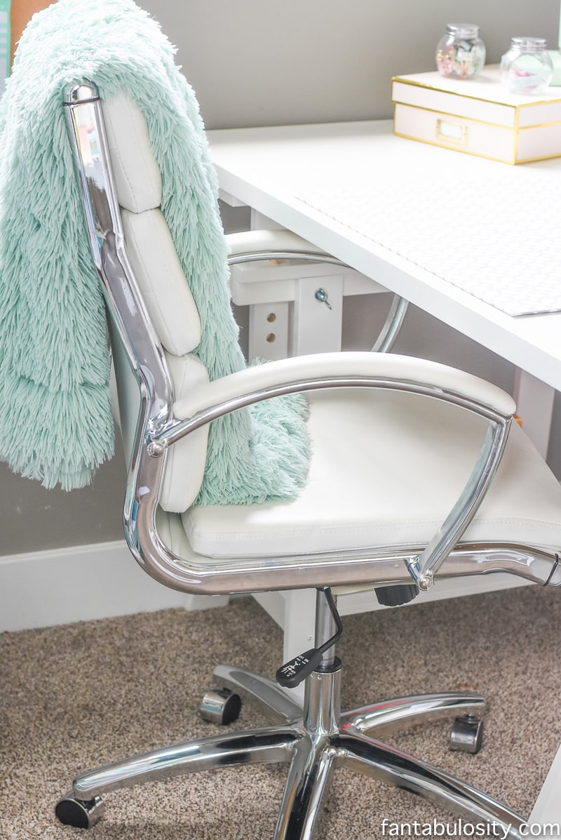 Office chair in her home office reveal