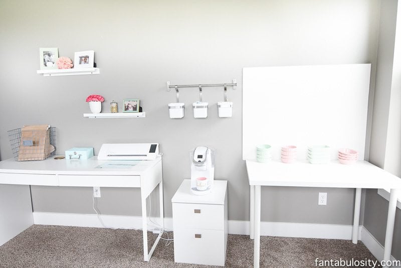 Photo studio, craft station, coffee bar, in her home office. LOVE!